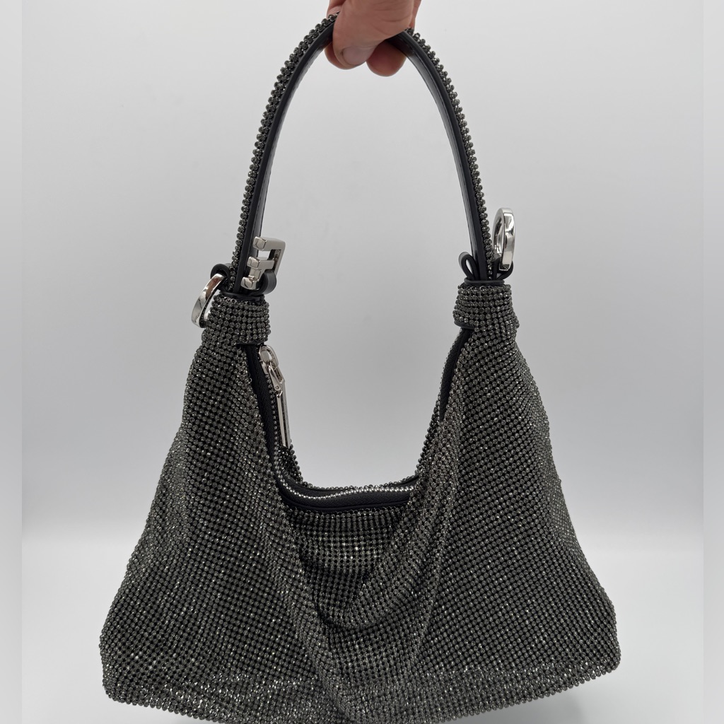 Giarit Jules Black Crystal Mesh Hobo Bag